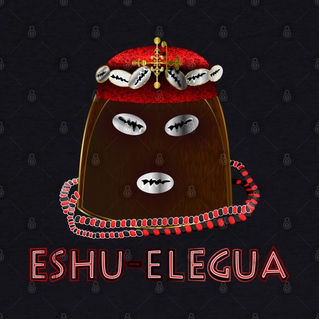 Cowry Crowned Obi Orisha Eshu Elegua with Necklace by geodesyn